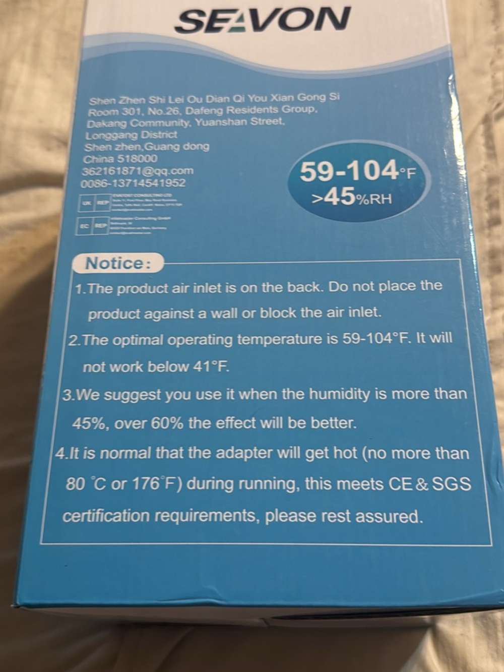 SEAVON SN150 Compact White Dehumidifier - Picture 3 of 5